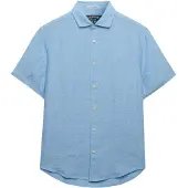 Superdry pour homme. M4011104A Chemise Riviera bleu clair (M), Casuel, Lin, Manche courte
