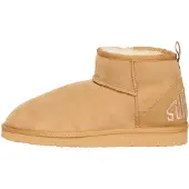 Superdry Femme Suède Logo Brodé Sherpa Mini Bottes, Brun Clair - Taille: 5-6