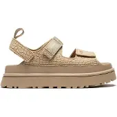 Ugg pour femme. 1175311 GoldenGlow Sandales en cuir beige gaufré (38), 3 à 5 cm, Velcro, Casuel