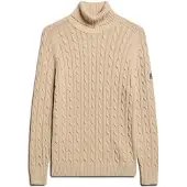 Superdry Slouchy Cable High Neck Sweater Beige S Femme