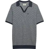 Superdry pour homme. M1110459A Polo Johnny Knitted navy (S), Casuel, Coton, Manche courte, Marine