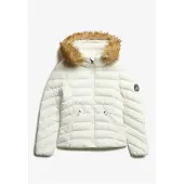 Superdry pour femme. W5012000A Veste matelassée en fausse fourrure Fuji blanc (S), Casuel, Polister recyclé, Durable