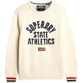 Superdry pour femme. W6110629A Pull Slouchy Intarsia Graphic blanc cassé (S), Casuel, Coton