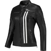 Rusty Stitches Alice, veste en cuir pour femmes ,Noir/Blanc ,36