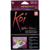 Sakura Boîte à croquis aquarelle - - Koi - 30 couleurs - Pinceau rechargeable - Éponge incluse