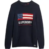 Superdry pour homme. M6110637A Pull Vintage Athletic navy (L), Casuel, Coton, Marine