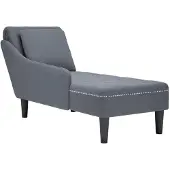vidaXL Chaise longue avec coussin et accoudoir droit gris foncé velours