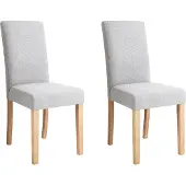 Beliani Ensemble de 2 chaises de salle à manger, pieds en bois recouverts de tissu gris, style moderne
