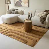 Studio Clarice Tapis en laine – Judith Lines Marron | 160x230cm | Rectangulaire | Pile haute