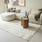 Studio Clarice Tapis en laine – Judith Lines Crème | 160x230cm | Rectangulaire | Pile haute