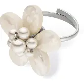 Purelei Bague 'Pearly Flower' argent / blanc perle