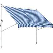 vidaXL Store rétractable manuel 300 cm bleu/blanc rayé
