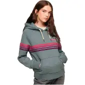 Superdry pour femme. W2011964A Sweat à capuche Rainbow à rayures bleu (XS), Casuel, Coton