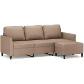 vidaXL Canapé 3 places avec pouf cappuccino brun 180 cm similicuir