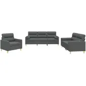 vidaXL Ensemble de canapés 3 pièces avec coussins Tissu gris foncé