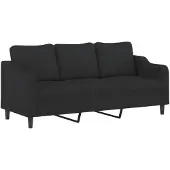 vidaXL Canapé à 3 places Noir 180 cm Tissu