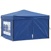 vidaXL Tente de réception pliable avec parois latérales bleu 3x3 m