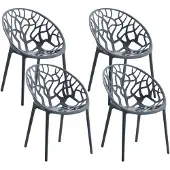 CLP Lot de 4 chaises de jardin « Hope » avec dossier, empilables, résistantes aux intempéries et aux UV, jusqu'à 150 kg, couleur anthracite