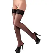 Cottelli - Bas autofixants satinés - noir - 3/M-L