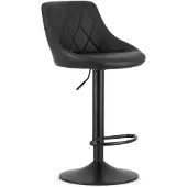 Leobert Tabouret de bar pivotant, réglable en hauteur, repose-pieds, simili cuir, noir
