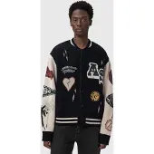 AllSaints Vestes en maille 'CHASE' crème / bleu-gris / rouge foncé / noir
