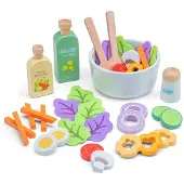 Woet - Ensemble De Salade En Bois - Avec Saladier Et Accessoires 26 Pièces