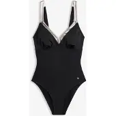 Bonprix Maillot sculptant à détails argentés, maintien modéré