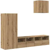 vidaXL : 4 supports muraux pour téléviseur, en bois stratifié imitation chêne artisanal