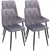 Jumi 4 x FAUTEUILS REMBOURRÉS EN VELOURS matelassé moderne