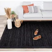 NATURL. Tapis en jute - Fair Noir | 80x150 cm | Rectangulaire | Tissage plat