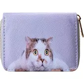 Clayre & Eef Portefeuille 11x9 cm Blanc Plastique Chat