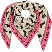 Zwillingsherz Foulard 'Love is Love' beige / marron / framboise / noir