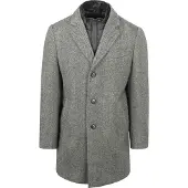Suitable Manteau Mix Laine Pepita Pepper Grey Gris taille 50