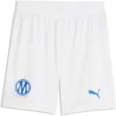 Puma Short de foot Olympique Marseille, réplique du maillot domicile, saison 26/27, couleur blanche, taille L (homme)