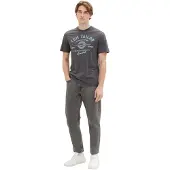 Tom Tailor T-Shirt bleu ciel / gris foncé / blanc naturel