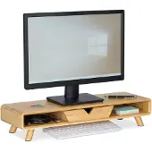 Relaxdays support écran, Réhausseur pour moniteur, Marron