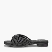 Ecco Sandales plates en cuir Alba sculpté à brides croisées Femme Noir