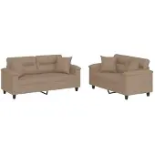 vidaXL Ensemble de canapés 2 pièces avec coussins Cappuccino-Brun Similicuir