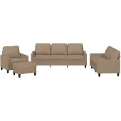 vidaXL Ensemble de canapés 4 pièces avec coussins Cappuccino-Brun Similicuir