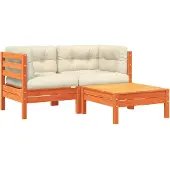 vidaXL Canapé de jardin avec coussin et tabouret 2 places