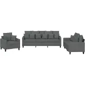 vidaXL Ensemble de canapés 3 pcs coussins gris foncé tissu