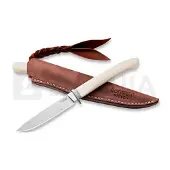 Lionsteel Ago AG1-MW White Micarta, Titanium Guard, couteau à lame fixe