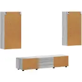 vidaXL Ensemble de meubles TV avec porte FLORIN, 3 pièces, bois aggloméré gris Sonoma