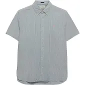 Superdry pour homme. M4011102A Chemise Seersucker classique verte (M), Casuel, Coton, Manche courte