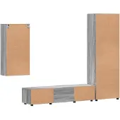 vidaXL Ensemble de meubles TV avec porte FLORIN, 3 pièces, bois aggloméré gris Sonoma