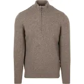 Barbour Pull-over Demi-Zip Laine Taupe Marron taille XL