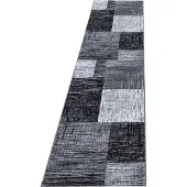 Ayyildiz Teppiche Ayyildiz | Tapis Moderne - 80 cm x 300 cm - Gris et Noir - Design Géométrique - Antistatique et Doux