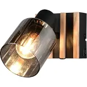 TRIO Lampe murale Travia noir avec bois