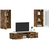 vidaXL Ensemble meuble TV avec tiroir Chêne fumé Bois d'ingénierie