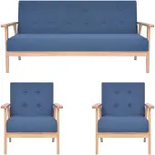 vidaXL Ensemble de canapés 3 pièces tissu bleu